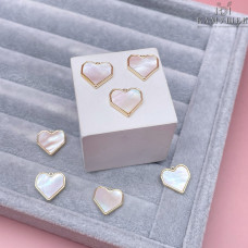 Подвеска сердце белый перламутр, цвет золото 13х14 мм