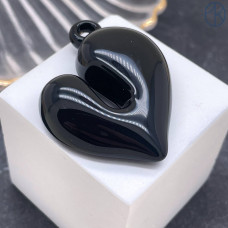 Подвеска сердце черная эмаль 37х33 мм 