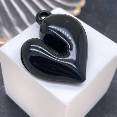 Подвеска сердце черная эмаль 37х33 мм 