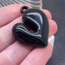 Подвеска сердце черная эмаль 37х33 мм 