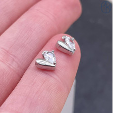 Подвеска сердце циркон, цвет серебро 3х5 мм 