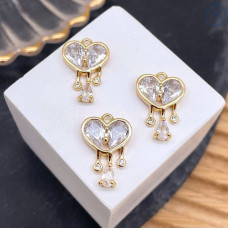 Подвеска сердце циркон, цвет золото 18 мм 