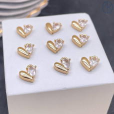 Подвеска сердце циркон, цвет золото 3х5 мм 
