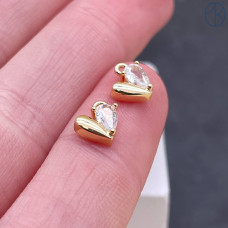 Подвеска сердце циркон, цвет золото 3х5 мм 