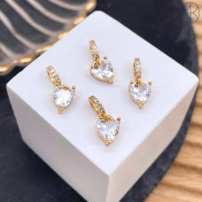 Подвеска сердце циркон, цвет золото 7 мм