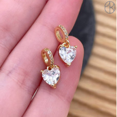Подвеска сердце циркон, цвет золото 7 мм
