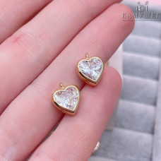 Подвеска сердце циркон, цвет золото 9х12 мм