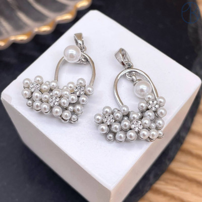 Подвеска сердце цирконы, цвет серебро 17 мм