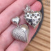 Подвеска сердце цирконы, цвет серебро 19 мм 