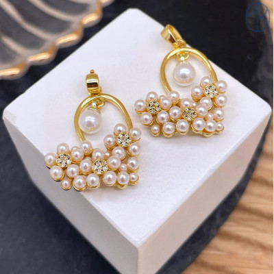 Подвеска сердце цирконы, цвет золото 17 мм