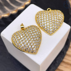 Подвеска сердце цирконы, цвет золото 24 мм 