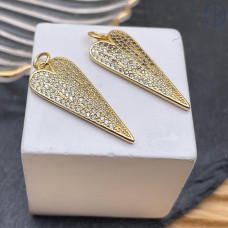 Подвеска сердце цирконы, цвет золото 34х15 мм 