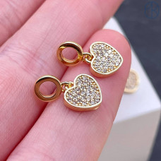 Подвеска сердце цирконы, цвет золото 8 мм 