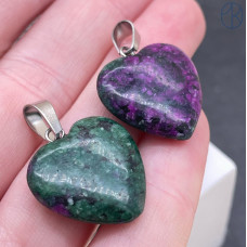 Подвеска Сердце Цоизит, цвет серебро 20х20 мм