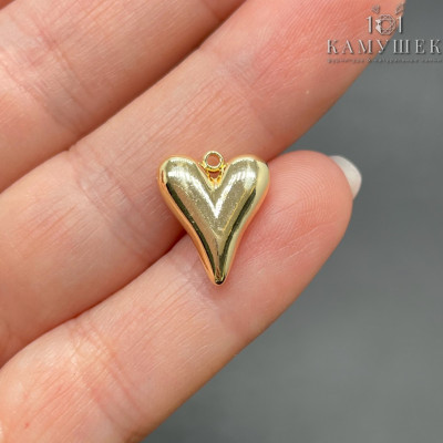 Подвеска сердце, цвет золото 12х14 мм