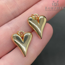 Подвеска сердце, цвет золото 12х16 мм 