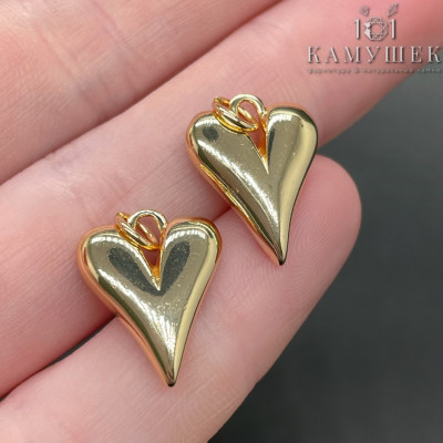 Подвеска сердце, цвет золото 12х16 мм 