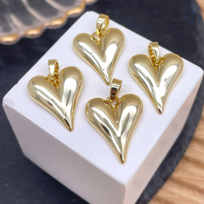 Подвеска сердце, цвет золото 18 мм