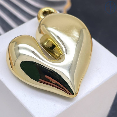 Подвеска сердце, цвет золото 37х33 мм 