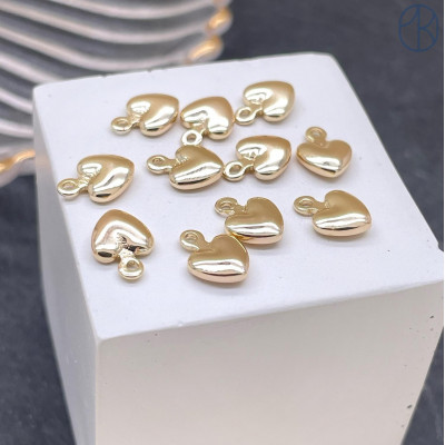 Подвеска сердце, цвет золото 9х6 мм 