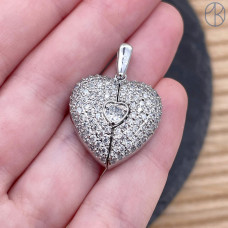 Подвеска сердце двойное, цвет серебро 20х18 мм 