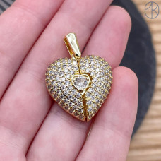 Подвеска сердце двойное, цвет золото 20х18 мм 