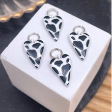 Подвеска сердце эмаль №2, цвет серебро 15 мм