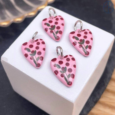 Подвеска сердце эмаль №3, цвет серебро 15 мм