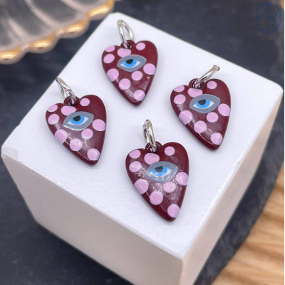 Подвеска сердце эмаль №4, цвет серебро 15 мм