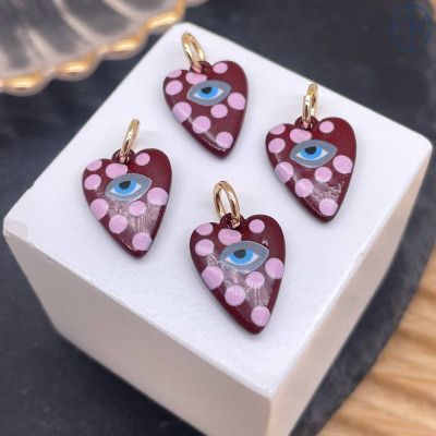 Подвеска сердце эмаль №4, цвет золото 15 мм