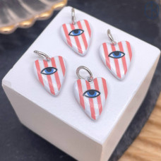 Подвеска сердце эмаль №5, цвет серебро 15 мм