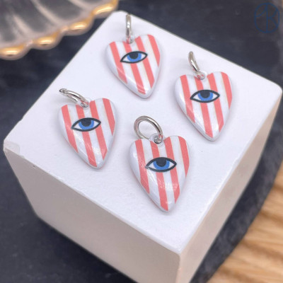 Подвеска сердце эмаль №5, цвет серебро 15 мм