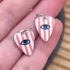 Подвеска сердце эмаль №5, цвет серебро 15 мм