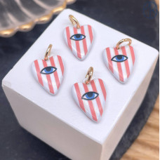 Подвеска сердце эмаль №5, цвет золото 15 мм