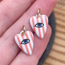 Подвеска сердце эмаль №5, цвет золото 15 мм