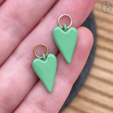 Подвеска сердце эмаль №6, цвет золото 15 мм