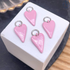 Подвеска сердце эмаль №7, цвет серебро 15 мм