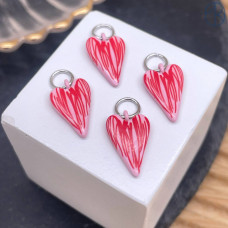 Подвеска сердце эмаль №8, цвет серебро 15 мм