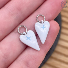 Подвеска сердце эмаль, цвет серебро 15 мм