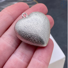 Подвеска сердце фактурное, цвет серебро 30 мм