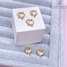 Подвеска сердце фриформ белый циркон, цвет золото 11х13 мм 