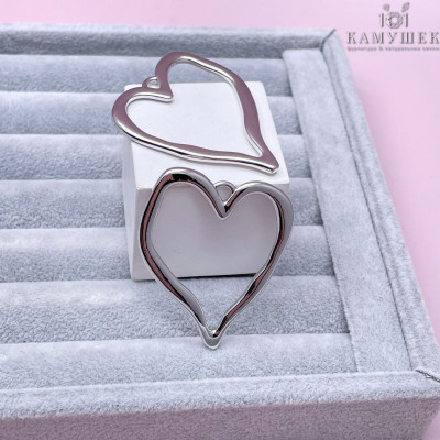 Подвеска сердце фриформ контур, цвет серебро 40х51 мм 