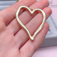 Подвеска сердце фриформ контур, цвет золото 40х51 мм 