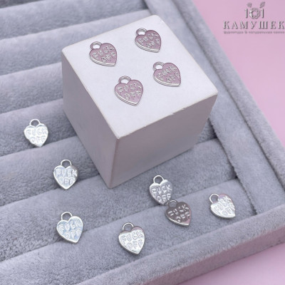 Подвеска сердце fuck off, цвет серебро 12х9 мм 