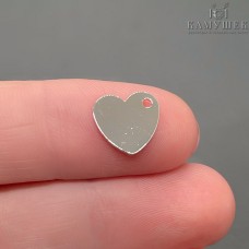 Подвеска сердце гладкое, цвет серебро 11 мм