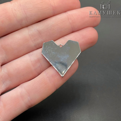 Подвеска сердце гладкое, цвет серебро 25х25 мм