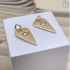 Подвеска сердце глаз циркон, цвет золото 20х11 мм