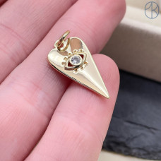 Подвеска сердце глаз циркон, цвет золото 20х11 мм