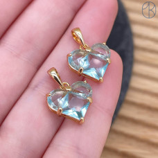 Подвеска сердце голубые цирконы, цвет золото 14,5х14мм 