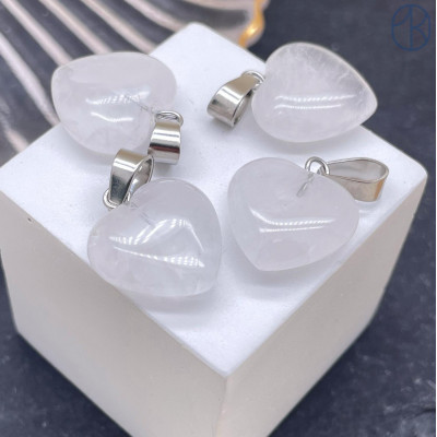 Подвеска Сердце Горный хрусталь, цвет серебро 16х16 мм